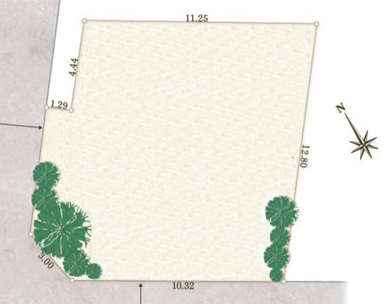 八王子市　小宮町　中古戸建ての区画図|～南西の角地につき陽当たり・風通し良好です～