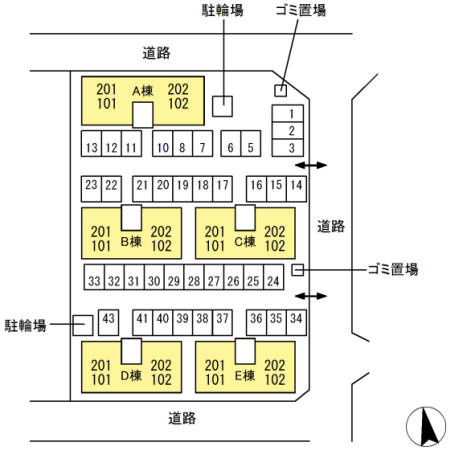 グリーンスクエアB棟の区画図