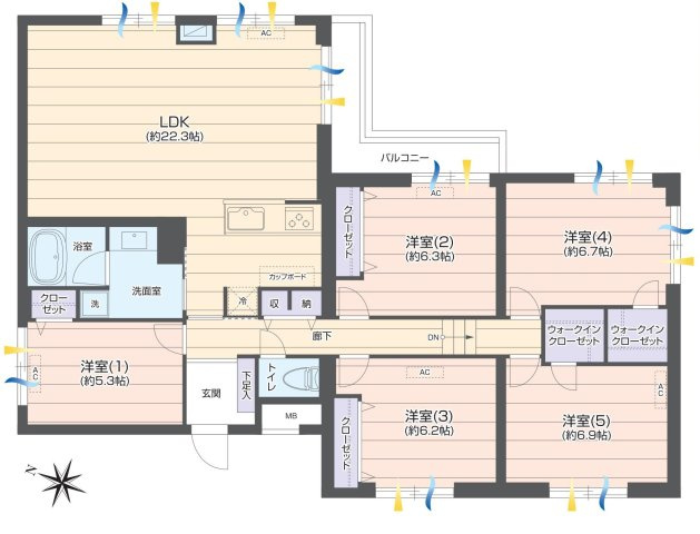 大型５LDK　新規内装フルリフォーム済の間取り