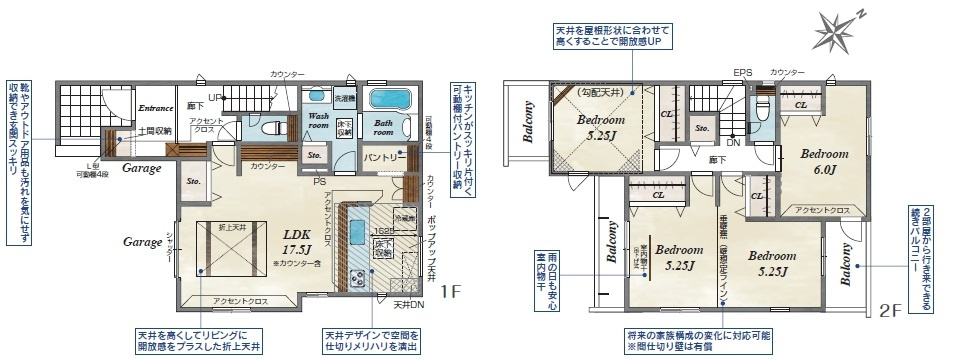越谷市七左町新築戸建ての間取り