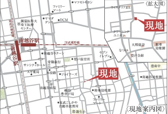 越谷市登戸町新築戸建ての地図