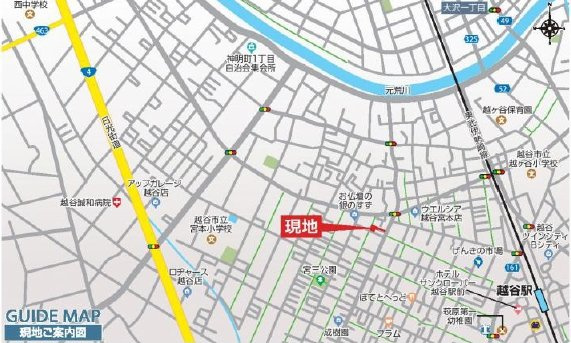 【1号棟】越谷市宮本町新築戸建ての地図