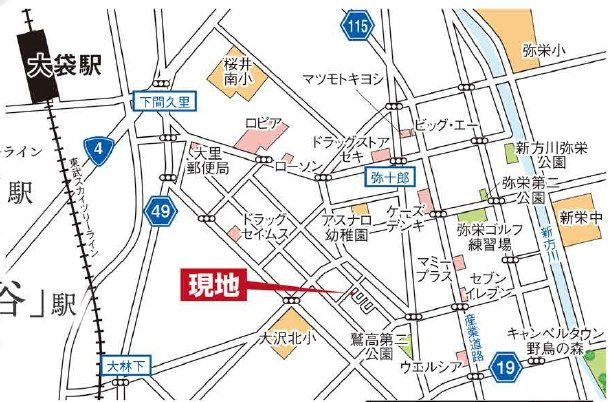 越谷市大沢新築戸建ての地図