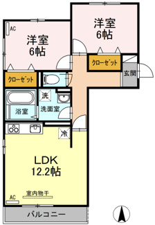 【間取り】 | 蔵王ヒルズＫ | 2LDK