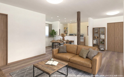 【完成予想図】 | 【LDK　イメージパース】
※画像は設計図面を基に作成したイメージです。