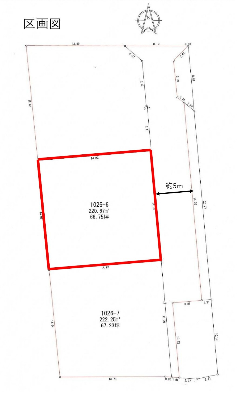 津山市平福　売土地　66坪の区画図