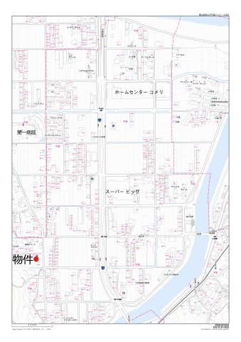 津山市平福　売土地　67坪の地図