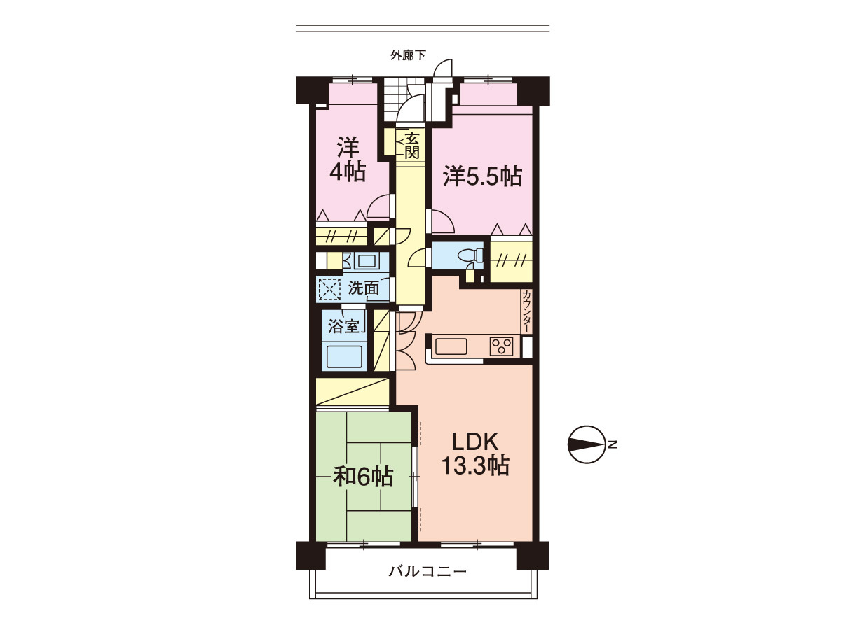 市川大野パークハウスの間取り|3LDKの間取です