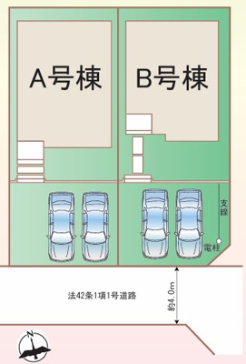 【区画図】 | 藤沢市鵠沼海岸6丁目 新築戸建 全2棟