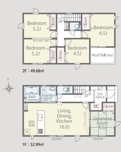 宮代町道佛1丁目　新築一戸建ての区画図|全1棟