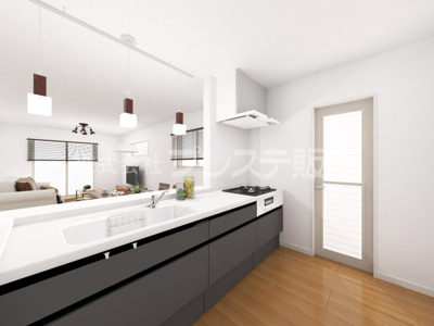 【キッチン】 | 奈良市西大寺新池町の新築一戸建 全３区画 | ２号地キッチン完成イメージ／人気の対面キッチン♪