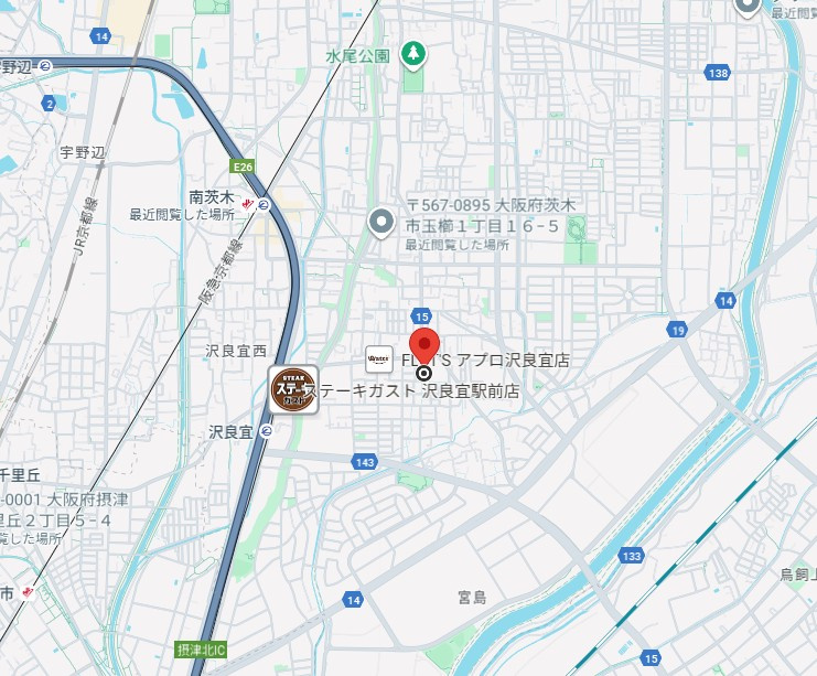 エクセラージュ茨木南の地図