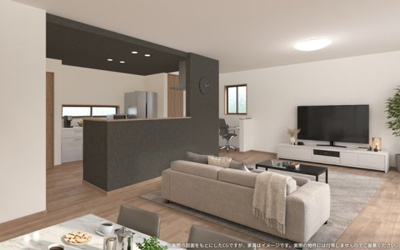 【完成予想図】 | 【LDK　イメージパース】
※画像は設計図面を基に作成したイメージです。