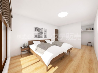 【洋室】 | 奈良市西大寺新池町の新築一戸建 全３区画 | ３号地２階洋室（主寝室）完成イメージ／南向きですので、陽あたり良好です♪