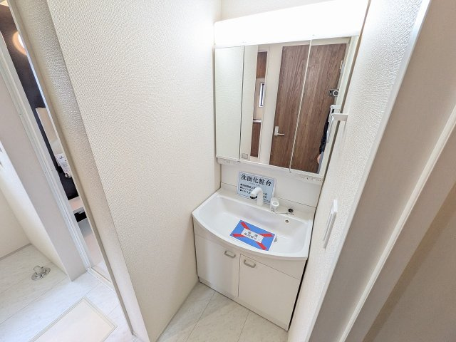 八王子市　泉町　新築一戸建て　９期の独立洗面台|～３面鏡付きの独立洗面台　細々している物をスッキリ収納出来ます～