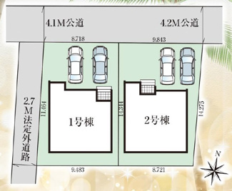 【区画図】 | 南城市知念海野（全2棟）ラスト2号棟 | 2号棟　