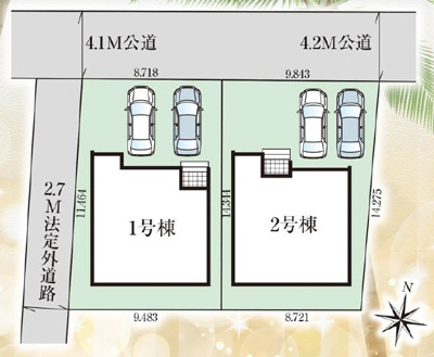 【区画図】 | 南城市知念海野（全2棟）ラスト2号棟 | 2号棟　