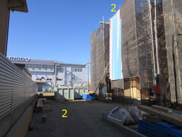 【仲介手数料無料】新築戸建　熊谷市久保島933-2（全2棟）の前面道路含む現地写真