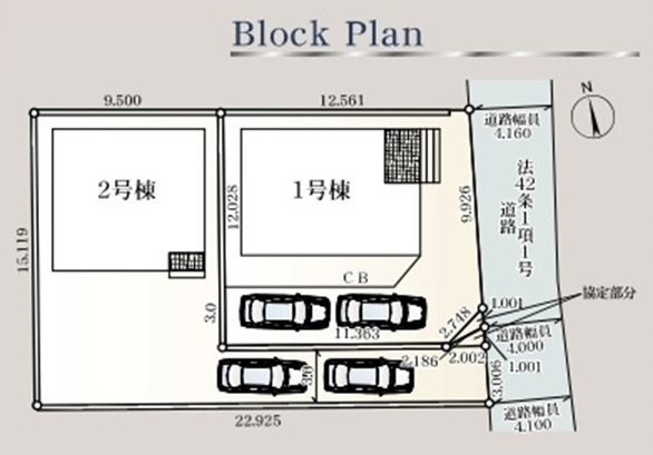 【仲介手数料無料】新築戸建　熊谷市久保島933-2（全2棟）の区画図
