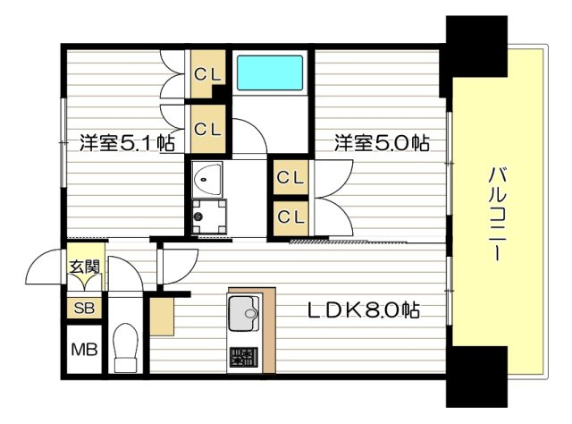 エステムコート南堀江Ⅱレアリスの間取り