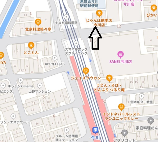 クインズモール今川駅前の地図