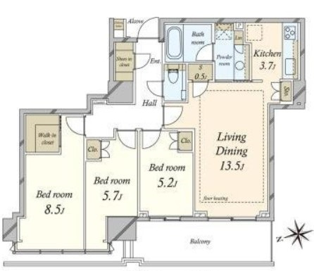 プラウドタワー芝浦の間取り