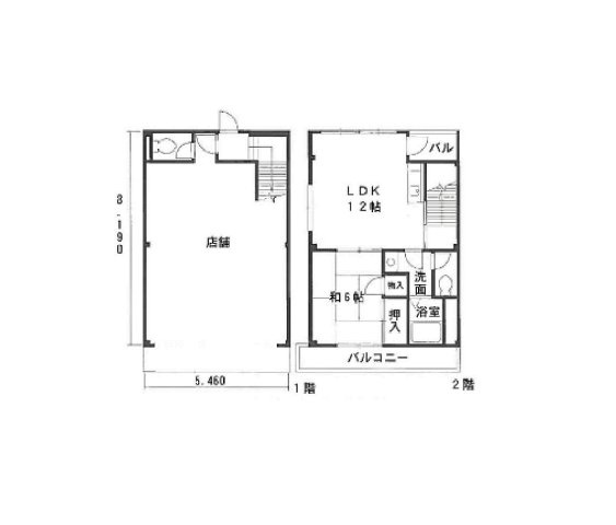 1F：店舗、2F住居