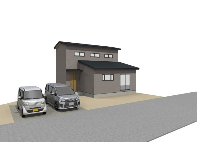 神田　建築条件付　売土地　の外観パース|建物プラン例　建物価格　2250.22万円、建物面積　90.26㎡　（約27.29坪）