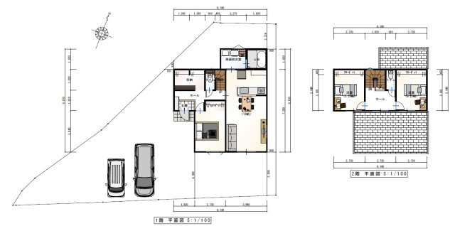 神田　建築条件付　売土地　の区画図|建物プラン例　建物価格　2250.22万円、建物面積　90.26㎡　（約27.29坪）