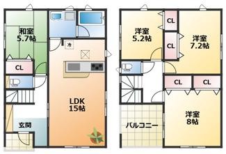 【間取り】 | CRADLEGARDEN壬生町幸町第6　1号棟 | 南向きで陽当たりの良い間取りです