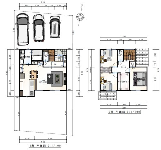 介良乙　新築戸建の間取り|土地面積　164.97㎡　（約49.90坪）　建物面積　88.18㎡　（約26.67坪）