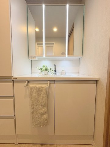 藤和シティシティコープ三郷の独立洗面台|三面鏡付きシャワードレッサーで朝の準備も快適です