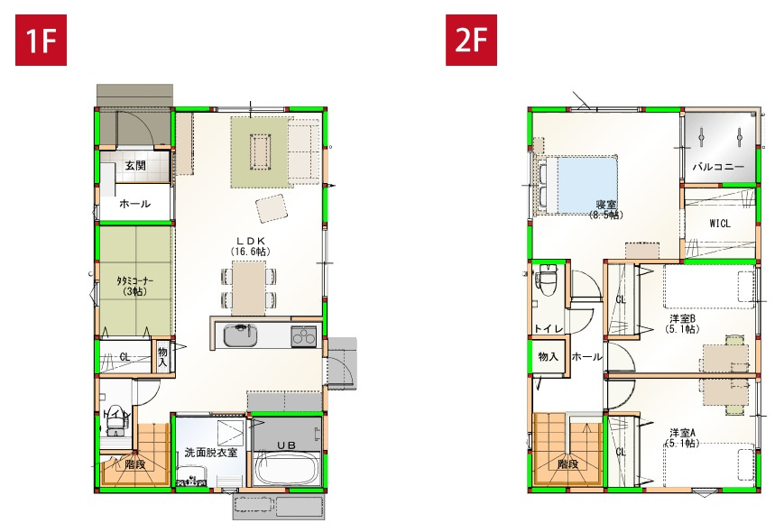いの町枝川　新築戸建　⑬　（全2区画）の間取り|3ＬＤＫ　土地面積　140.33㎡（約42.44坪）建物面積　97.49㎡（約29.49坪）
