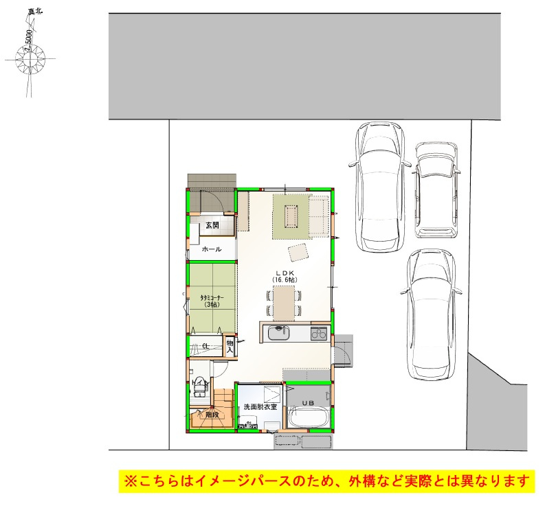 いの町枝川　新築戸建　⑬　（全2区画）の区画図|土地面積　140.33㎡（約42.44坪）建物面積　97.49㎡（約29.49坪）