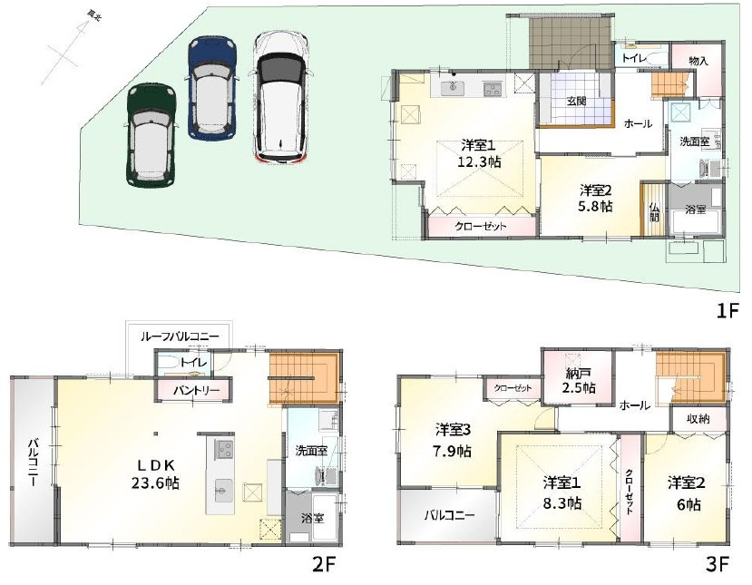 守山市焔魔堂町　新築戸建ての間取り