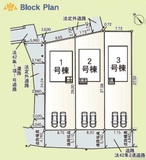 加古川市西神吉町鼎第1（全3）1号棟の区画図|1号棟。