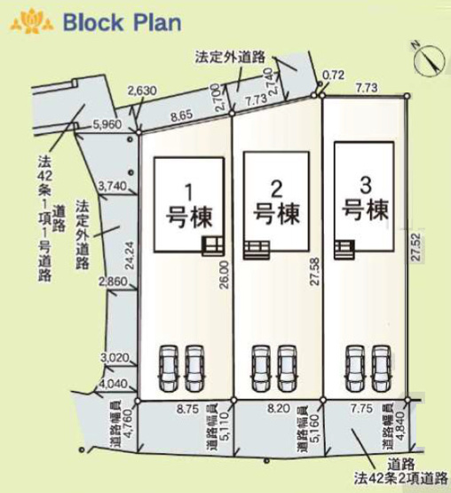 【区画図】 | 加古川市西神吉町鼎第1（全3）1号棟 | 1号棟。