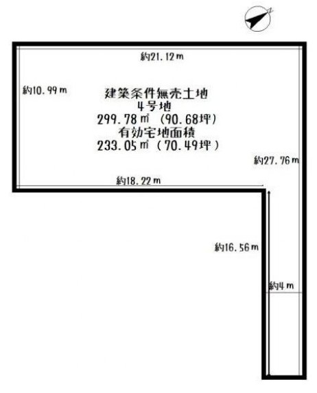 野洲市六条4号地　建築条件無し売土地の土地図