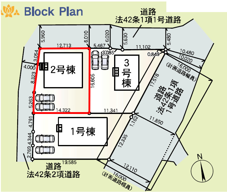高崎市吉井町神保第１（全3棟）2号棟の区画図