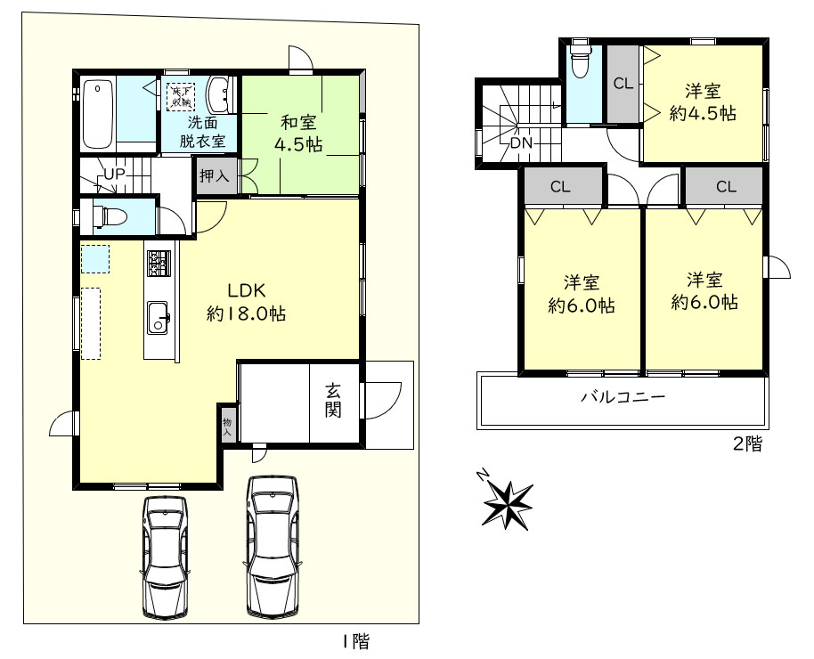 明石市松が丘３丁目新築戸建Ｂ号地の間取り