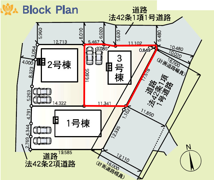 高崎市吉井町神保第１（全3棟）3号棟の区画図