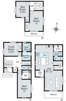 【間取り】 | 【仲介手数料無料！！】多摩市貝取1丁目　新築戸建て（全1棟）1号棟　6780万円