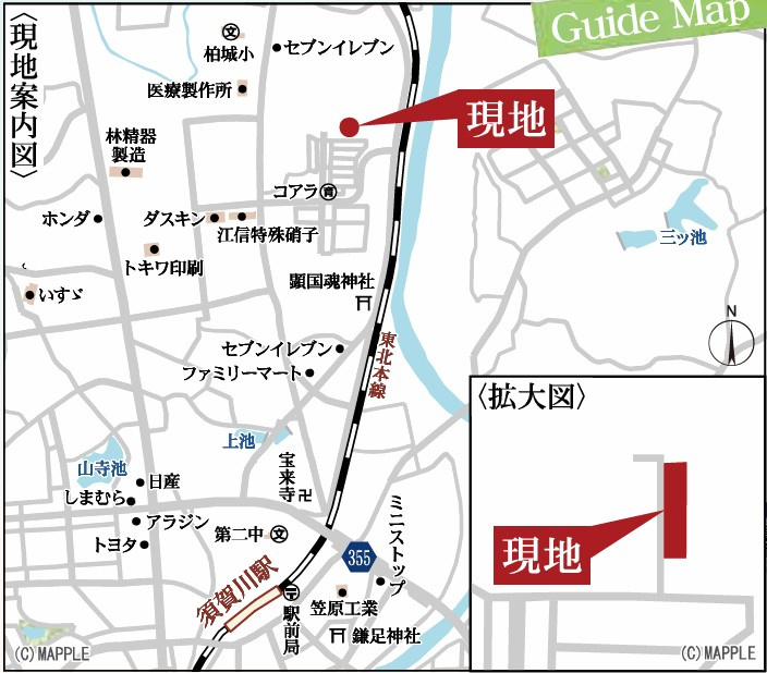 新築戸建・新築建売　須賀川市柏城第6　柏城小・第二中の地図