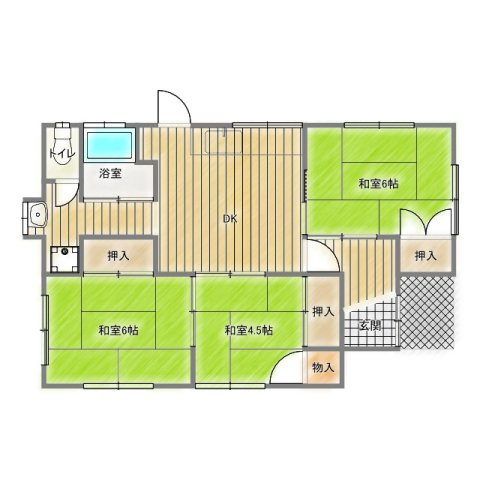 高崎市箕郷町白川 中古住宅の和室|南側和室6帖