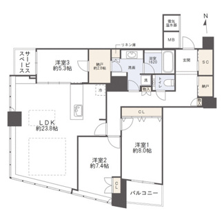 【間取り】 | ザ・タワー大阪 | 【間取り】フルリフォーム住戸☆南西角の111.34㎡☆