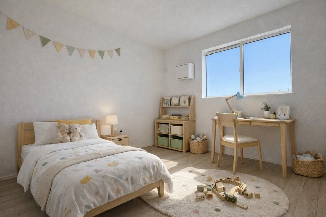 八潮市八潮7丁目　新築戸建　全2棟　2号棟の子供部屋|現況の物件写真にCGによる画像処理を行っています。家具、家電、小物、カーテン等はイメージはCGです。