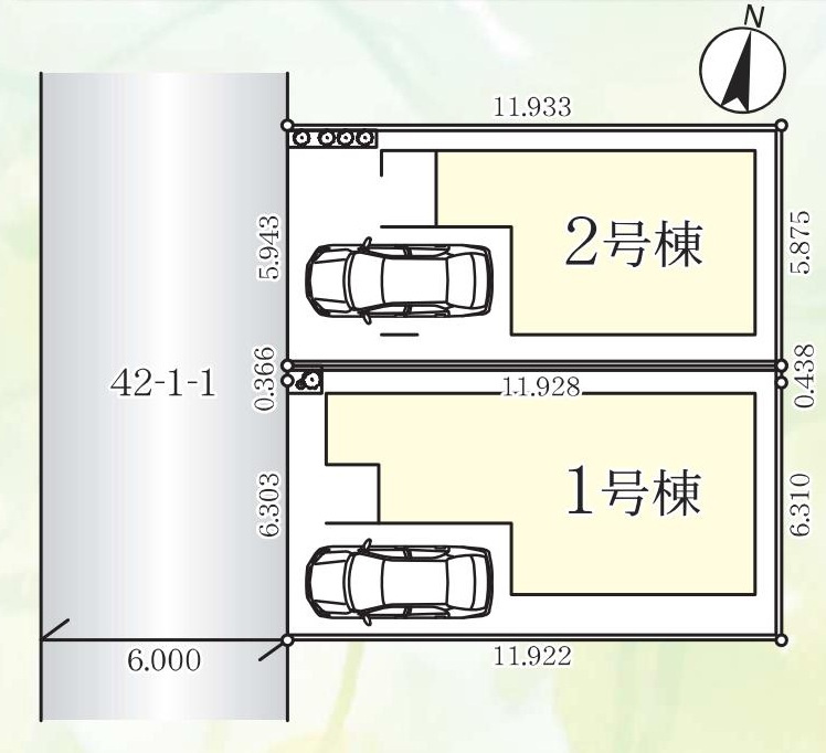 八潮市八潮7丁目　新築戸建　全2棟　2号棟の区画図|カースペース1台分付き