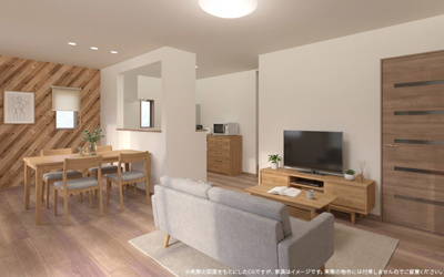 【完成予想図】 | 【LDK　イメージパース】
※画像は設計図面を基に作成したイメージです。