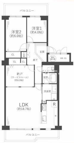 千里台スカイハイツC棟の間取り