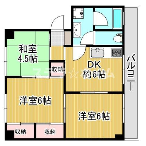 新北野第一コーポA棟の間取り|3LDK